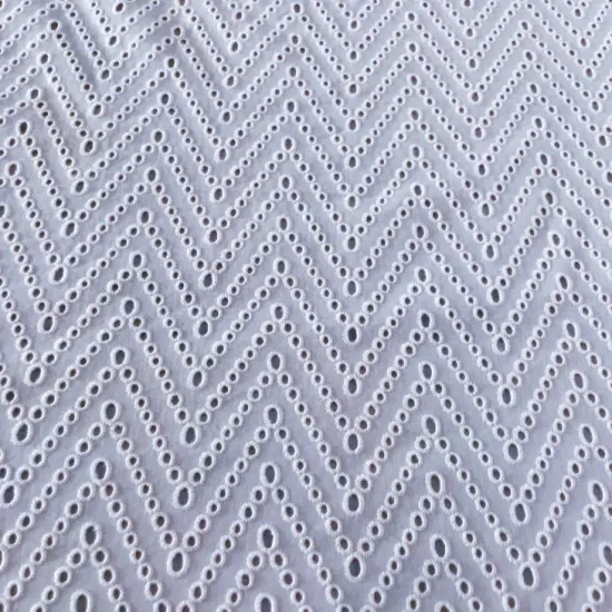 Tissu brodé blanc 100% coton avec œillets en Voile suisse pour robe de femme