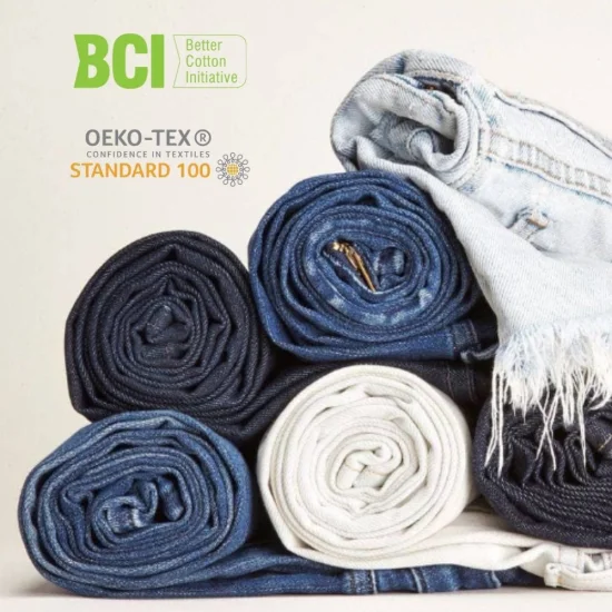 Tissu de jeans en denim 100% coton de couleur Pfd de vente chaude 12oz