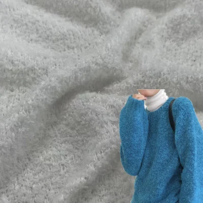 Chine Tissu tricoté en polaire élastique à trame à aiguille grossière Tissu éponge en polyester pour pulls d'hiver